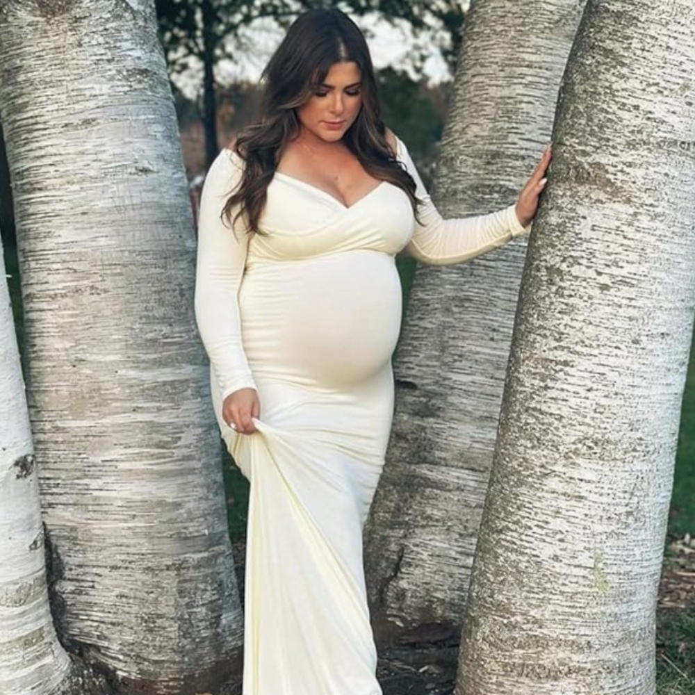 Elegant Cream Maternity Dress